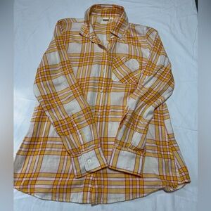 GAP Men's Yellow and White Plaid Shirt